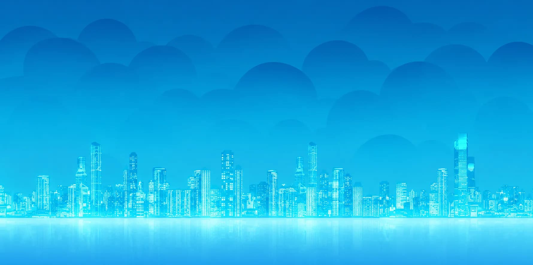 Blue sky background with cityscape